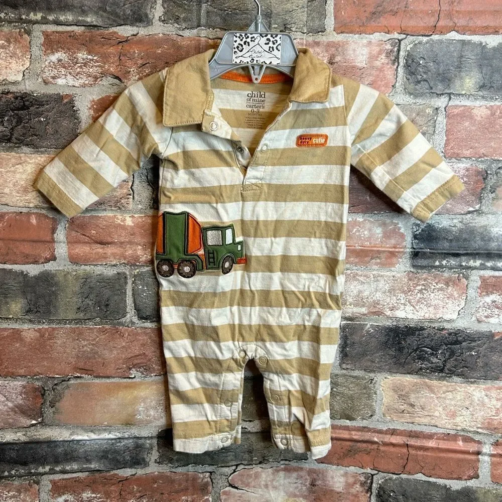5 for $25🔥0-3M Baby Carter's Striped‎ Collared Footless Sleeper Bodysuit